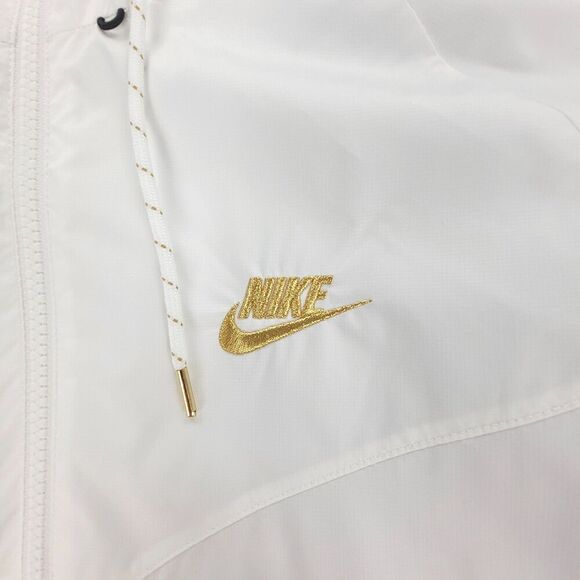 NIKE Winterized Windrunner Zip Up Jacket Fleece Ripstop Hoodie Small White Gold - Picture 3 of 11